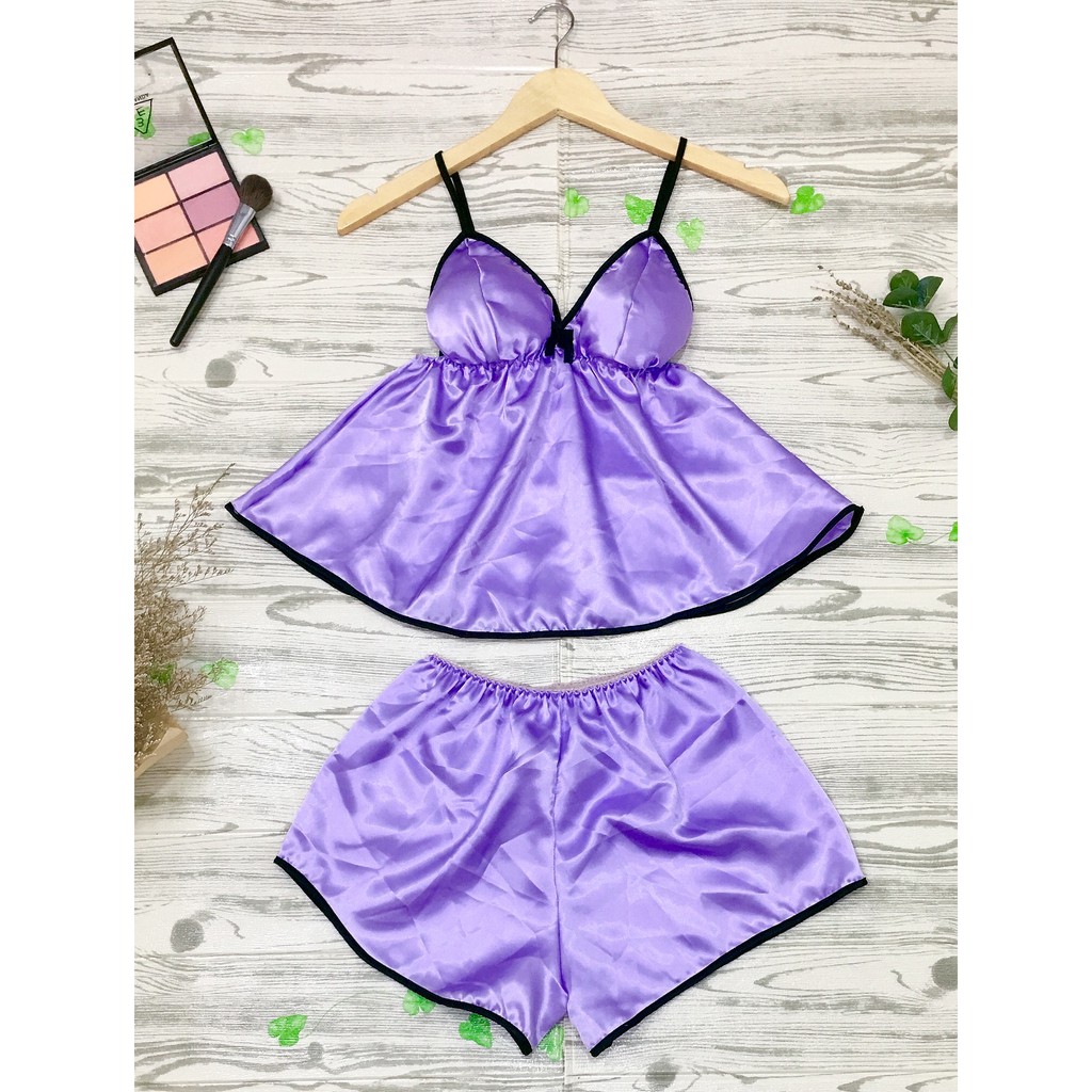 [ẢNH THẬT] Bộ đồ ngủ phi lụa đơn giản FORM dưới 62 ký có mút ngực siêu êm kiểu dáng gợi cảm quyến rũ đủ màu lựa chọn | BigBuy360 - bigbuy360.vn