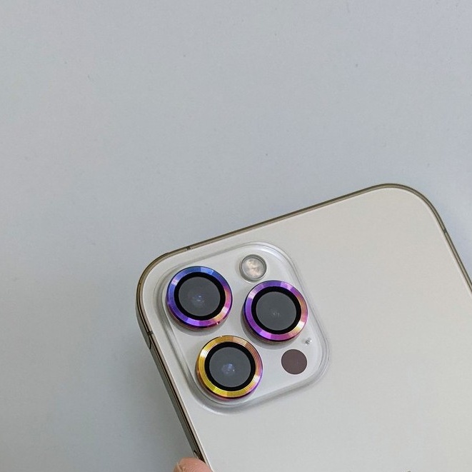 Dán kim loại bảo vệ từng mắt camera cho iPhone11 Pro Max/12/ 12 Pro/ 12 Pro Max/ 13 Pro/ 13 Pro Max màu cầu vồng,-titan