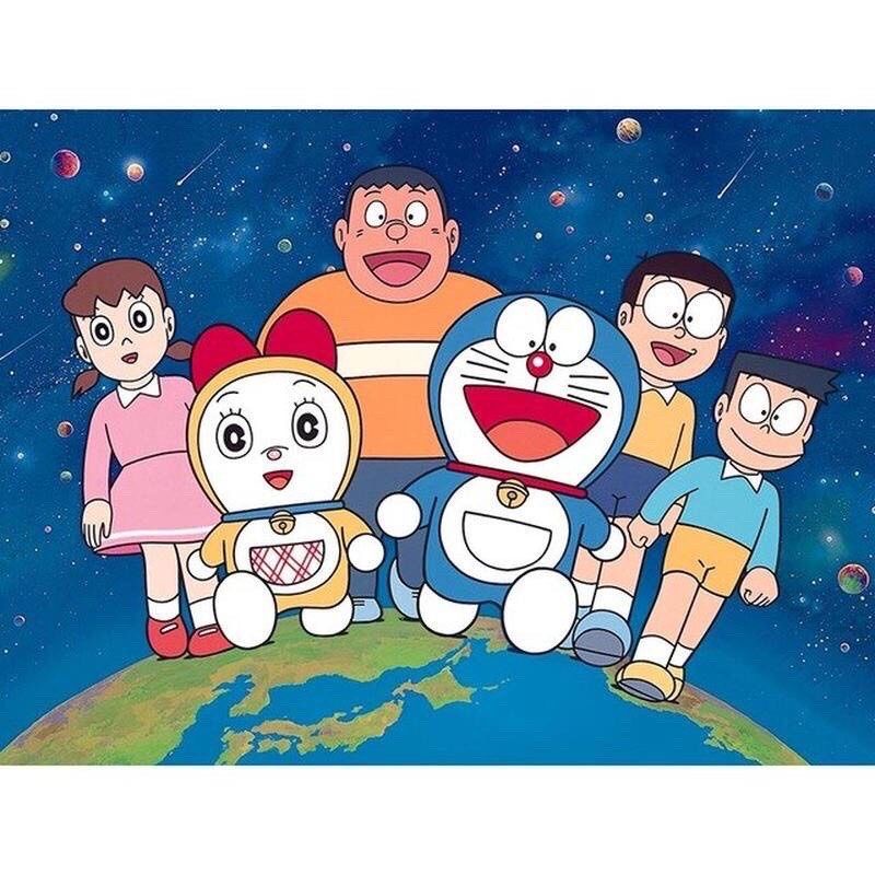 Tranh đính đá tự làm hình doraemon size 40*30