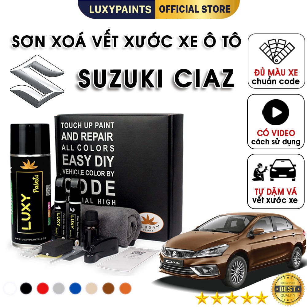 Sơn xóa vết xước xe ô tô Suzuki Ciaz LUXYPAINTS, màu chuẩn theo Code dễ sử dụng độ bền cao - LP01SUCI