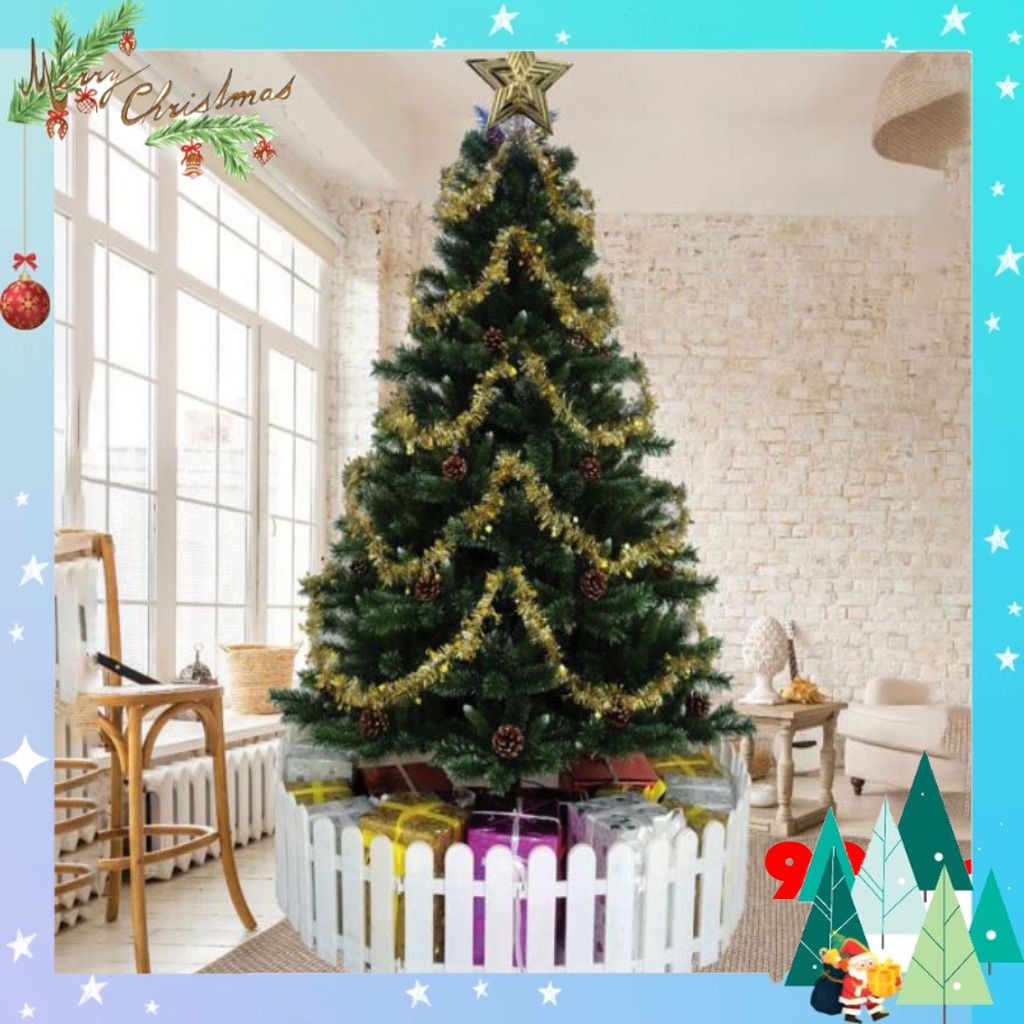 Cây thông noel 3 loại lá gắn trái thông, cây thông noel 90cm tán lá dày trang trí giáng sinh trong nhà ngoài trời