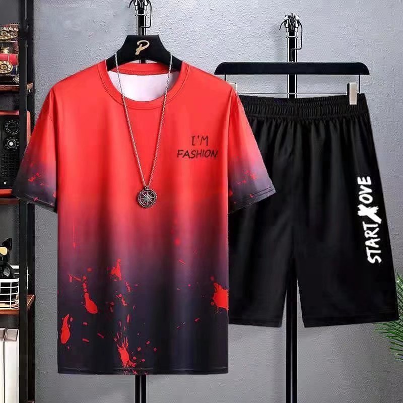 Set Đồ Thể Thao Ngắn Tay Màu Sắc Gradient Thời Trang Mùa Hè Dành Cho Nam