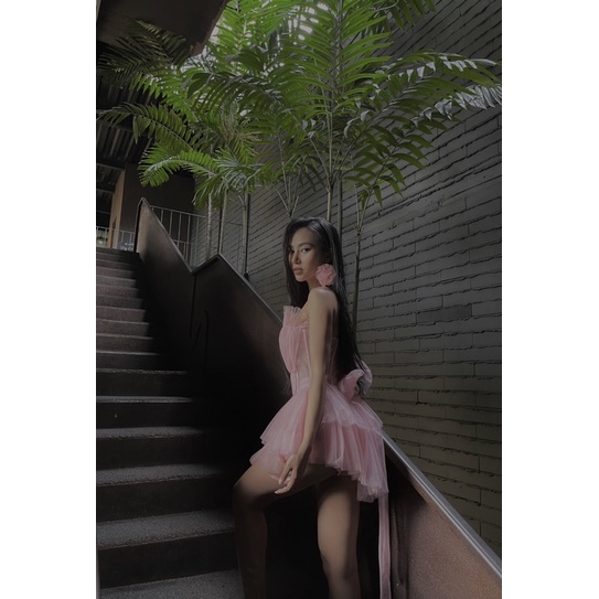 Đầm Xoè Nơ Hồng -  Set Pink Girl