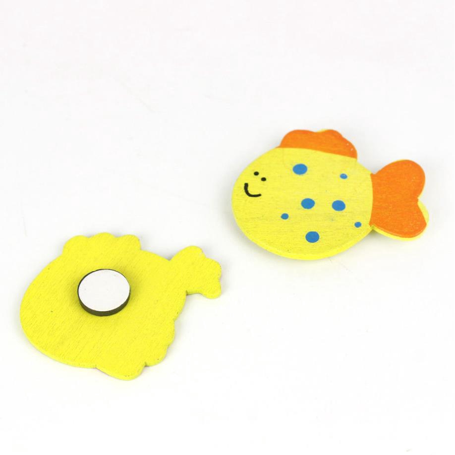 12 Miếng Nam Châm Dán Tủ Lạnh Bằng Gỗ Hình Thú Hoạt Hình Ngẫu Nhiên