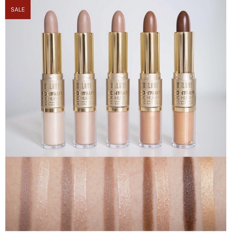 Bút tạo khối và bắt sáng Milani contour & highlight cream & liquid duo 2 đầu [Ảnh thật hình cuối] | BigBuy360 - bigbuy360.vn