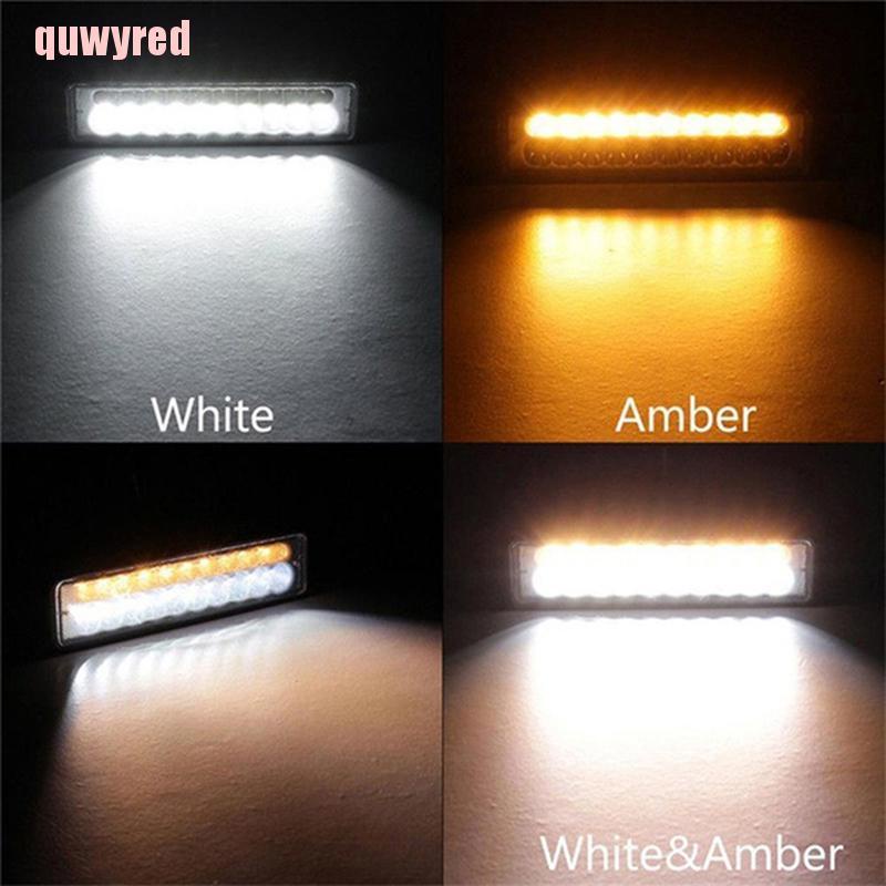 quwyred 1x 6" 60W Car Top LED Offroad Work Light Bar Dual Color White & Amber Waterproof GWT