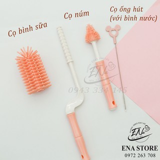 Bộ Cọ Silicon Rửa Bình Sữa, Núm Xoay 360 độ