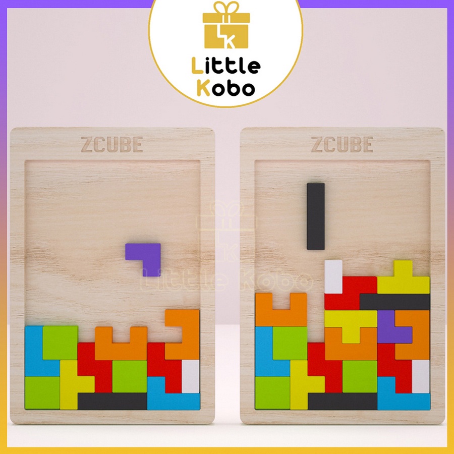 Đồ Chơi Xếp Hình Bằng Gỗ Khối Lắp Ráp Thông Minh Xếp Gạch Tư Duy Trí Tuệ Puzzle Tetris ZCube