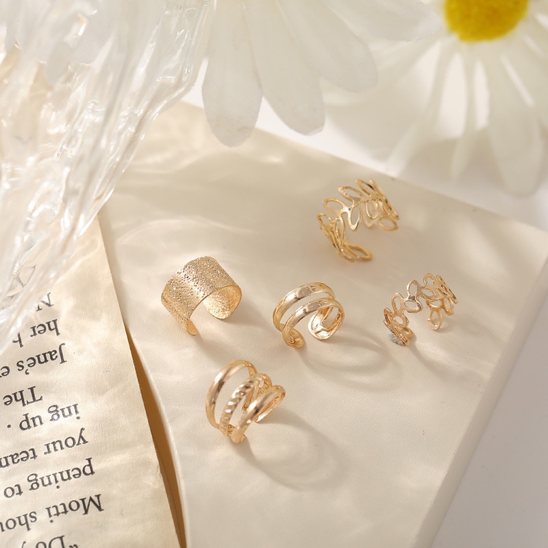 Set 5 Khuyên Tai/Kẹp Vành Tai Hình Chiếc Lá Thời Trang