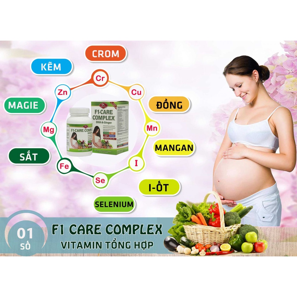 Viên Uống Bổ Sung Vitamin Tổng Hợp Cho Bà Bầu Olympian labs F1- Care Complex.