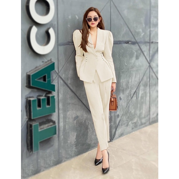 Set vest nữ cài eo