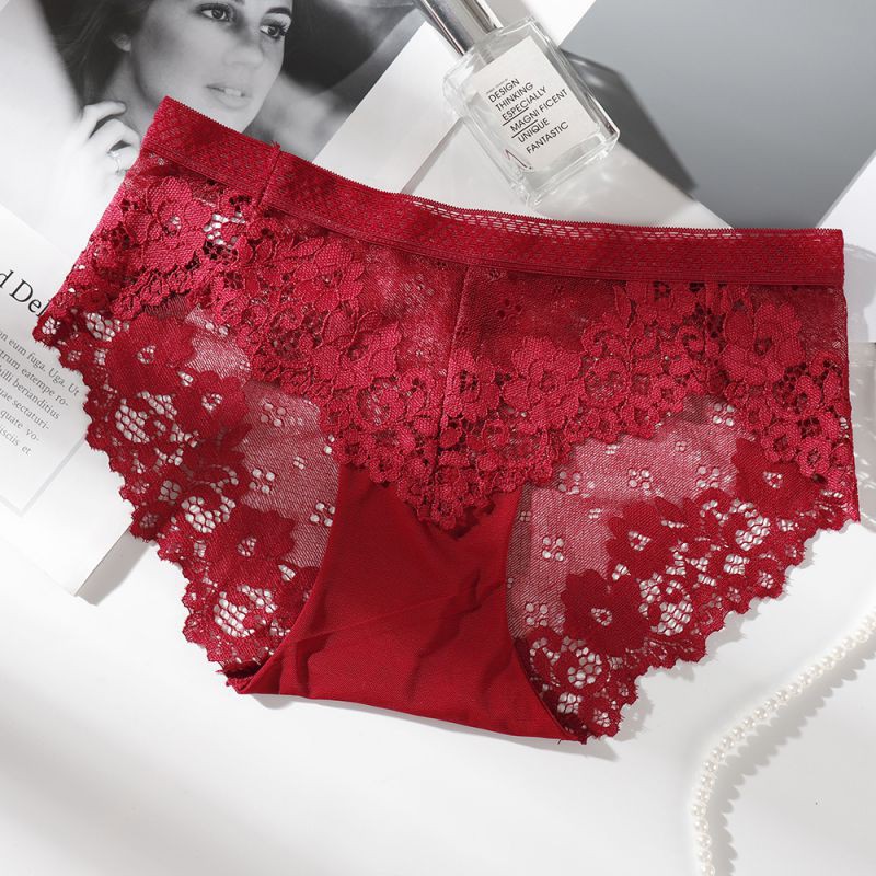 Quần lót ren hoa trong suốt lưng thấp quyến rũ cho nữ