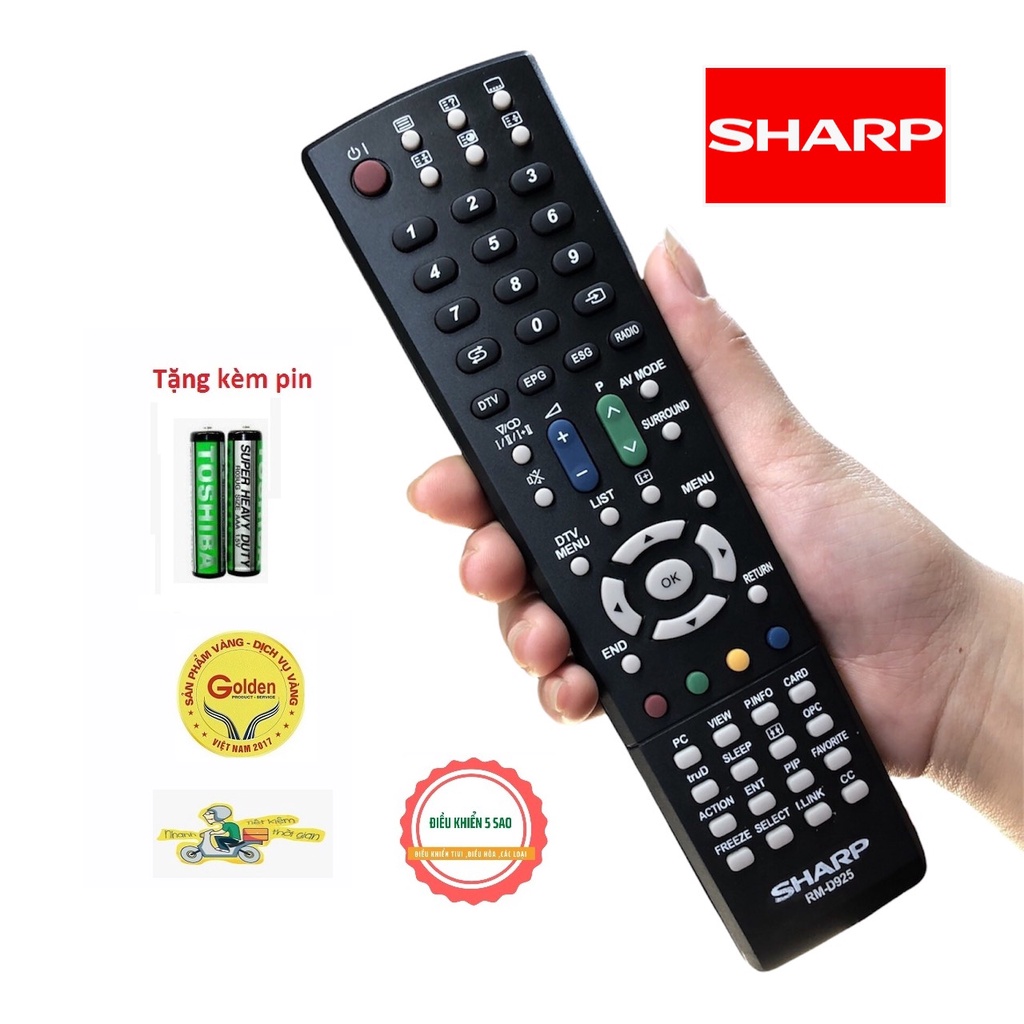 Điều khiển tivi Sharp LCD đa năng RM-D925 dùng được cho tất cả các mã tivi LCD của Sharp dòng không có mạng internet