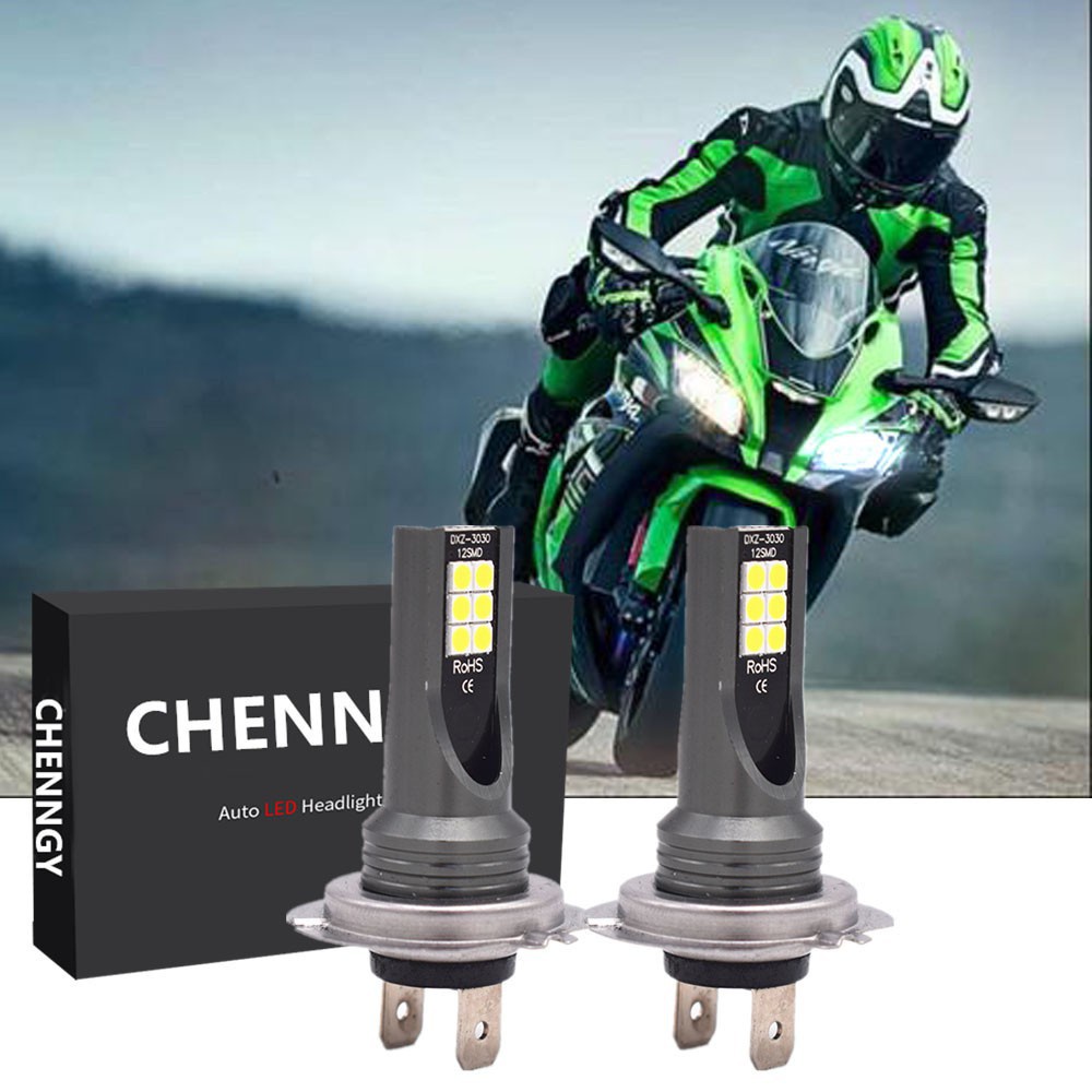 Bộ 2 Đèn Pha LED H7 Cho Kawasaki Ninja ZX10R 2004-2005 2011-2016 ZX1000K ZX1000J