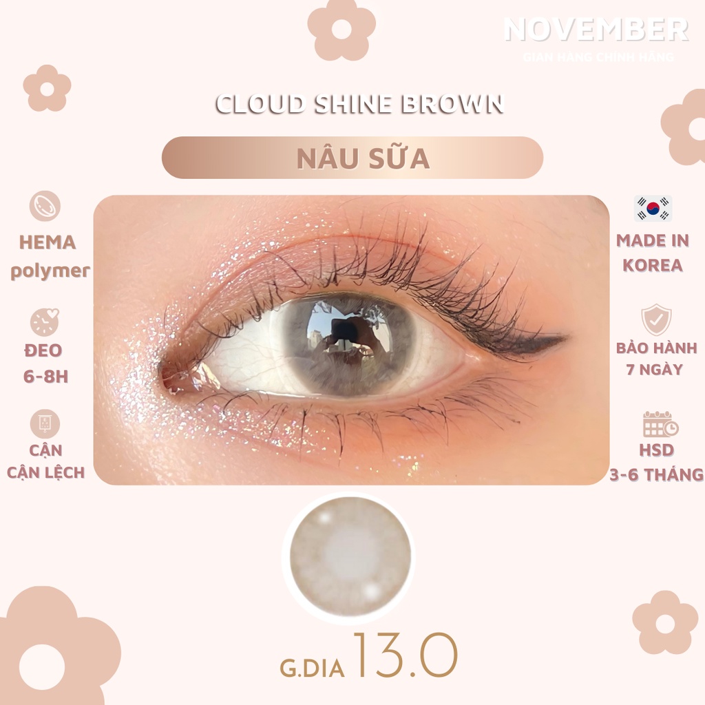 Kính áp tròng màu nâu sữa Cloud Shine Hàn Quốc