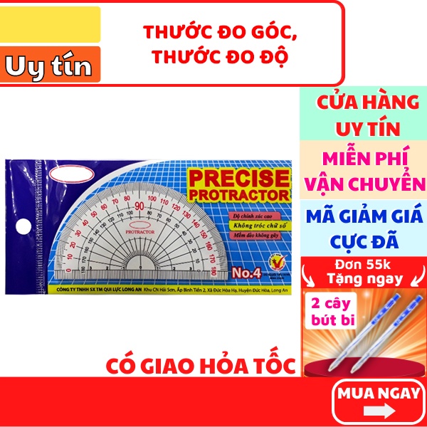 Thước đo góc, đo độ 180 toán học trong suốt khó trầy xước cho học sinh, giáo viên- Phát Huy Hoàng