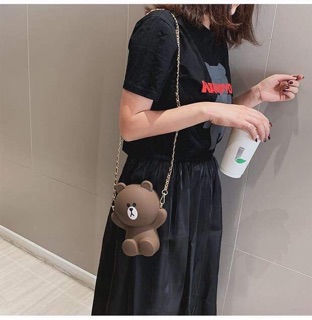 Túi điện thoại silicon gấu Brown