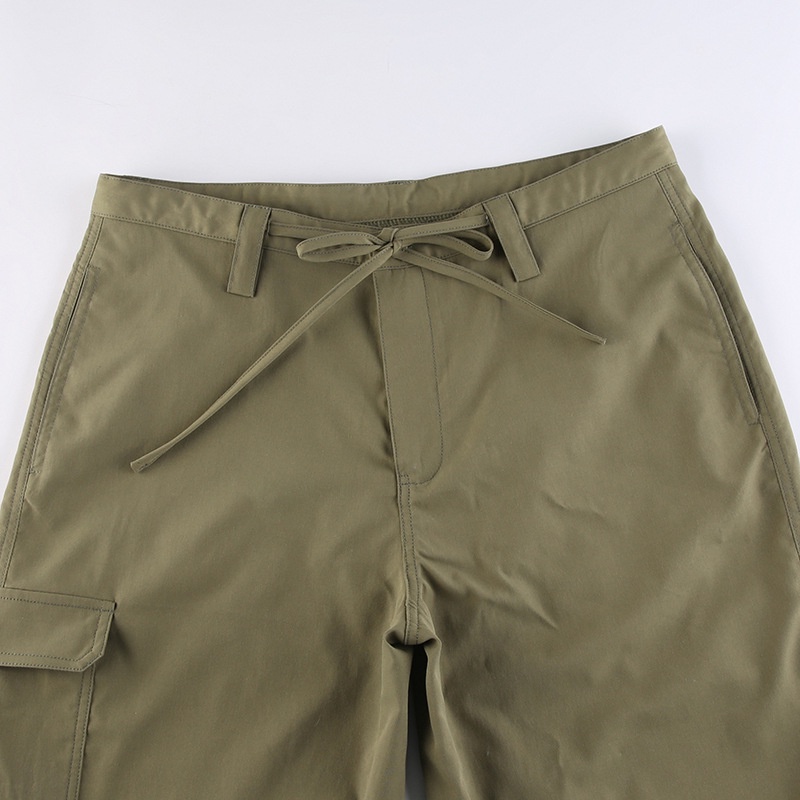 Quần Ống Rộng Lưng Cao Dây Rút Phong Cách Đường Phố D0324