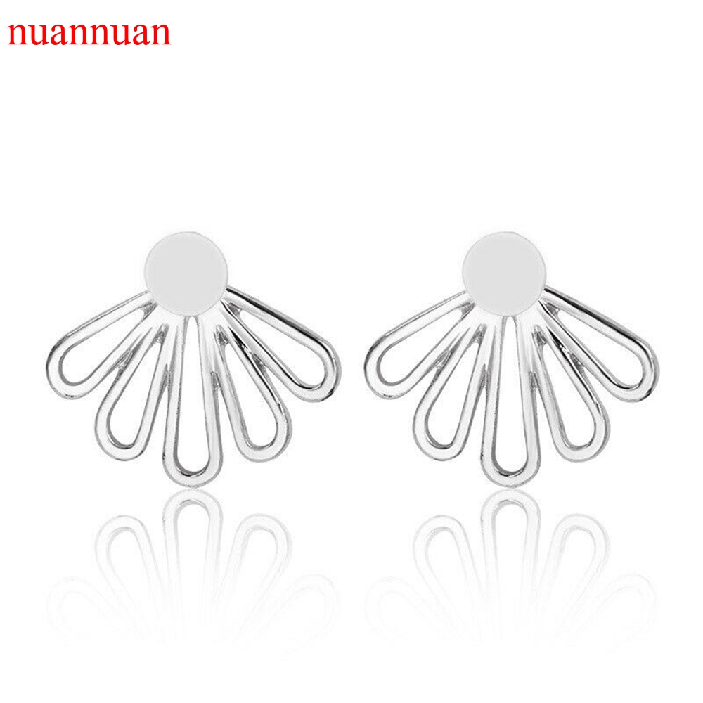 Fashion Pearl Ear Stud Gold Silver Hollow Lotus Flower Earrings Jewellery