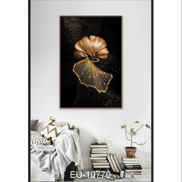 Tranh in canvas chiếc lá nghệ thuật 60x90 kèm khung