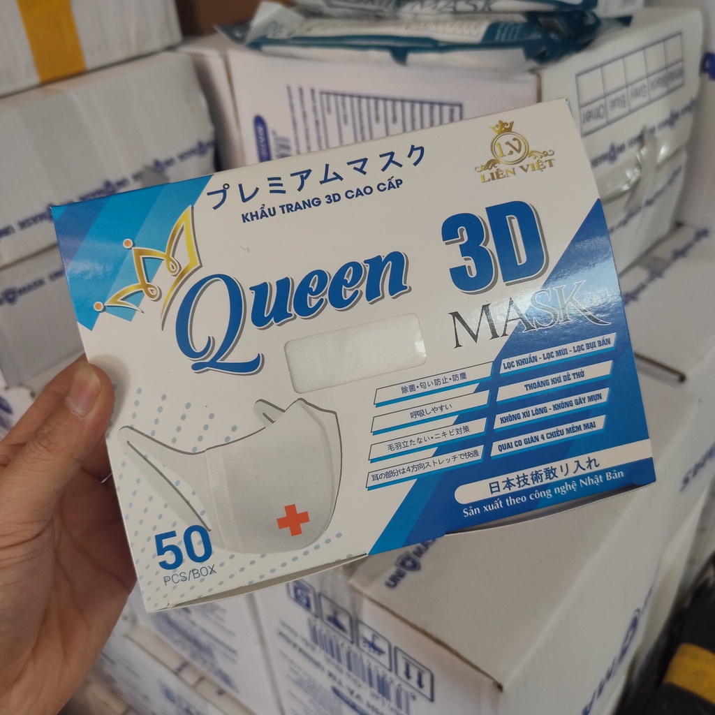 [1 Thùng 2500 chiếc] Khẩu trang 3D 3 lớp MONJI, TUẤN MINH 3D, QUEEN 3D - CÓ BÁN SỈ