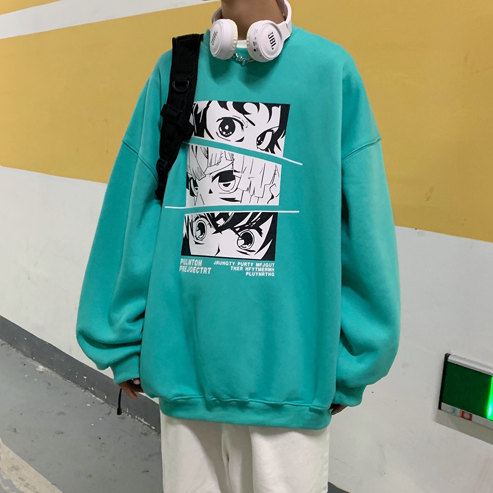 Áo sweater Tay Dài Dáng Rộng Họa Tiết Hoạt Hình Cá Tính Dễ Phối Đồ Cho Nam