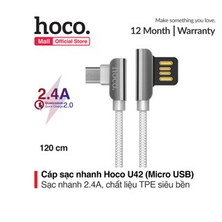 Cáp sạc micro usb hoco u42 hỗ trợ sạc nhanh 2.4a dài 1.2m