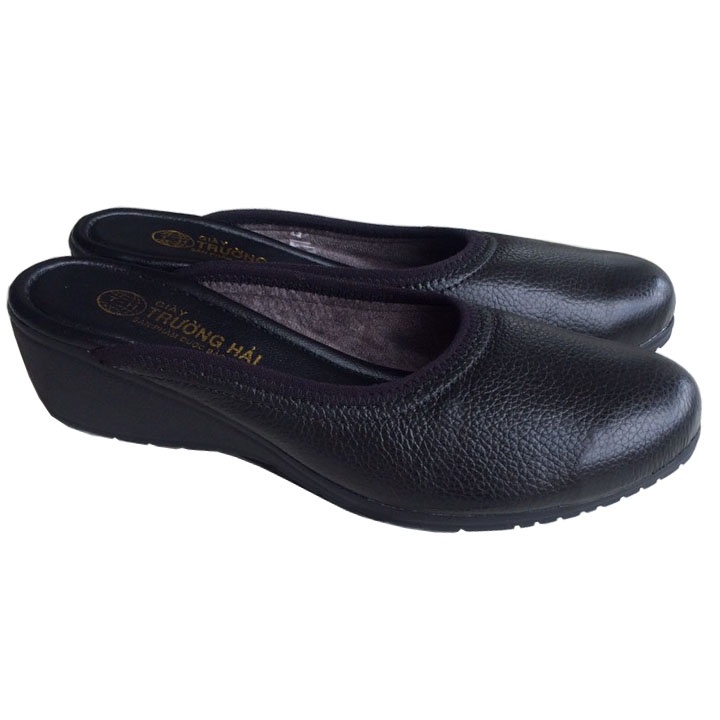 Sục nữ đế xuồng 3cm da bò thật đế cao su