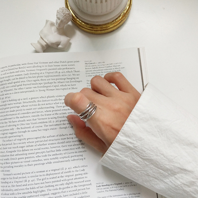 Nhẫn Hở Nhiều Lớp Phong Cách Hong Kong Cổ Điển Đơn Giản Thời Trang Unisex 23512