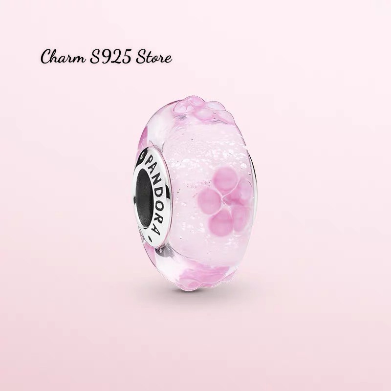 charm pan hoa đào nổi bạc s925 cao cấp