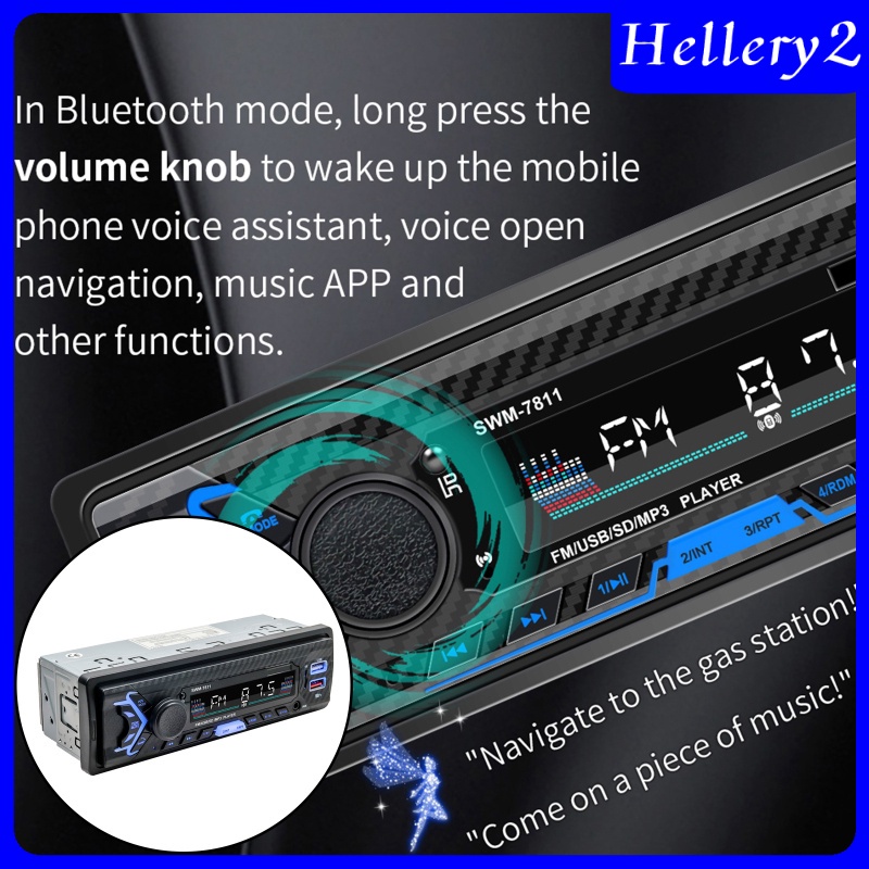 Máy Nghe Nhạc Mp3 Bluetooth Usb 12v Có Điều Khiển Bằng Giọng Nói Trên Xe Hơi Hellery2