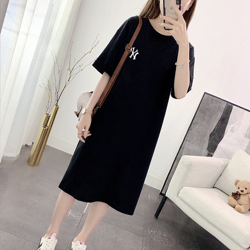 Đầm Thun Cotton Màu Trơn Dáng Rộng Thời Trang Mùa Hè Hàng Mới Dành Cho Bạn Nữ