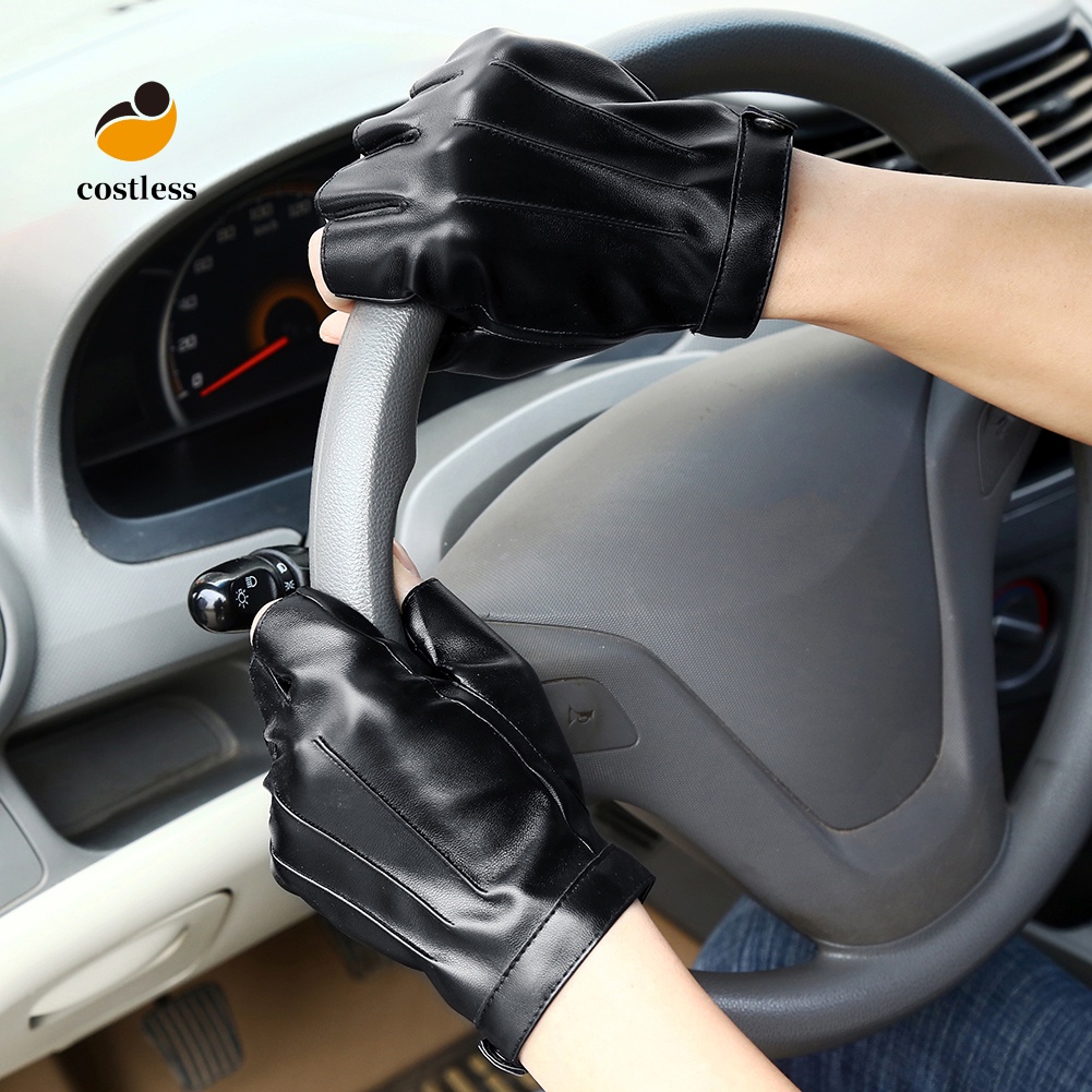 Găng tay da mềm hở ngón thoáng khí cho nam