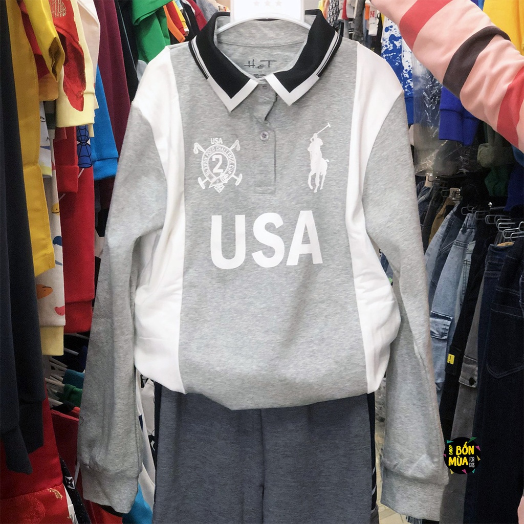 Áo Thun Dài Tay Bé Trai Size Đại 20-45kg 🍐🍐 Áo Polo Dài Tay Cho Bé Trai - Shop Bốn Mùa