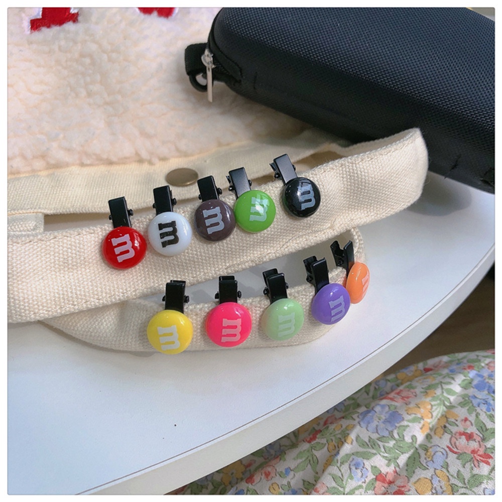 Set 10 kẹp tóc hình hạt đậu màu sắc kẹo ngọt phong cách Hàn Quốc cho nữ