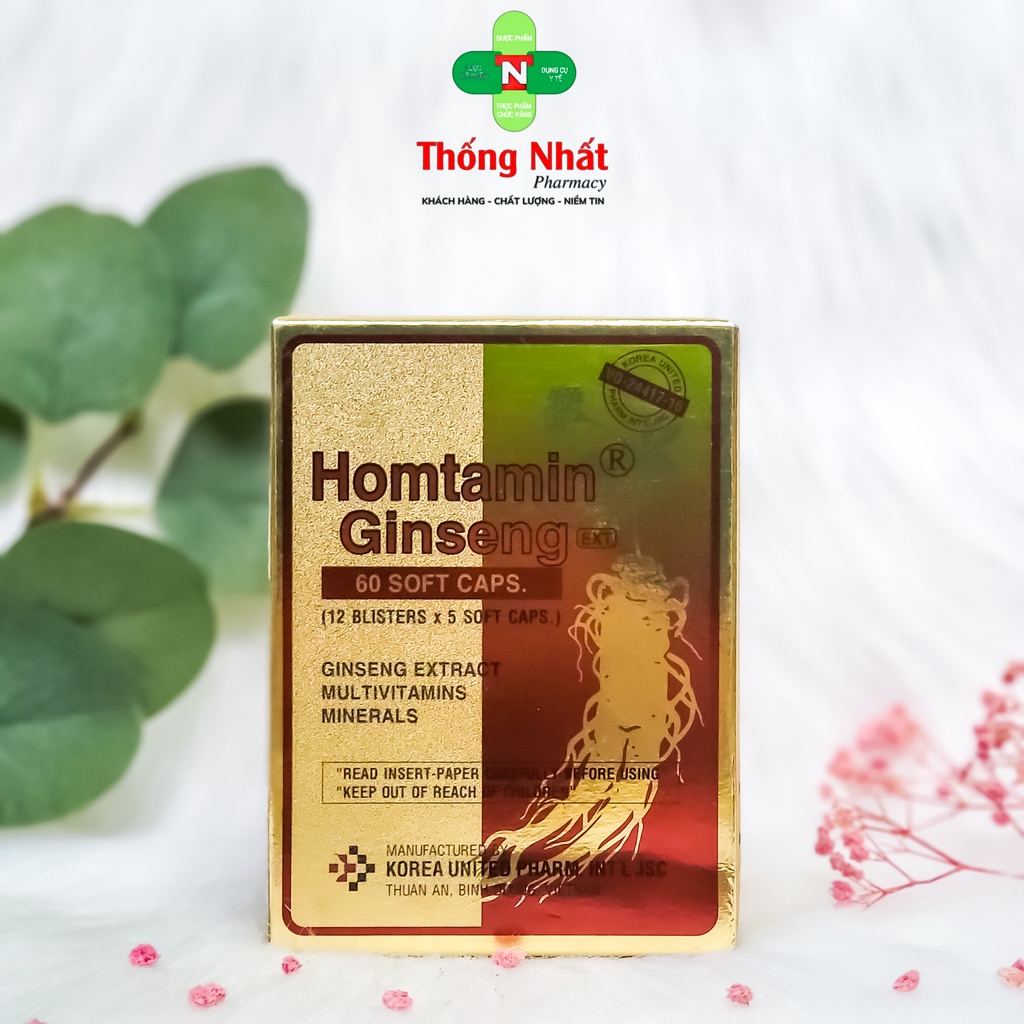Nhân sâm bổ sung vitamin tăng sức đề kháng ăn ngon Homtamin Ginseng Hàn Quốc chính hãng hộp 60 viên