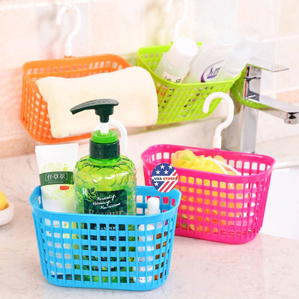 Giỏ Nhựa Lưới T1 Đựng Đồ Cá Nhân, Đựng Đồ Phòng Tắm - Khay Có Móc Treo Đa Năng - Size Lớn 18X18Cm