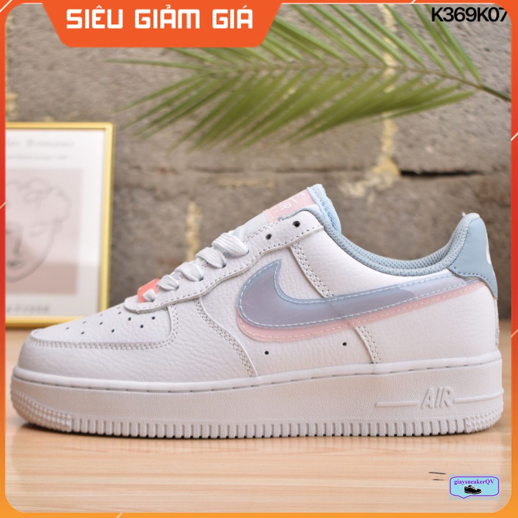 Ảnh thật giày thể thao Air Force 1 Low LV8 Double Swoosh Light Armory Blue dành cho nữ