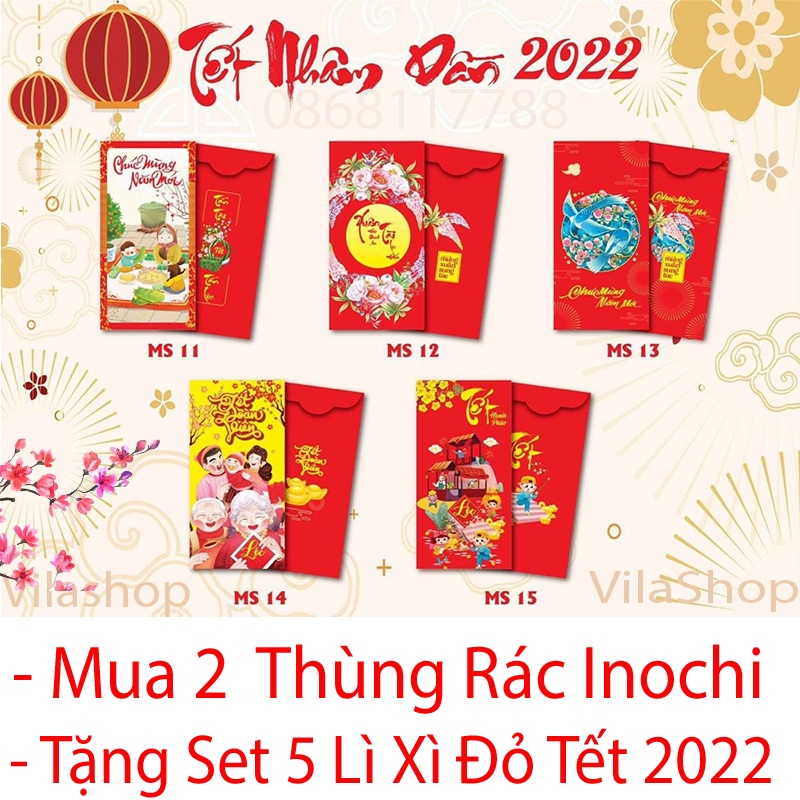 Thùng Đựng Rác, Thùng Rác Nhựa Đạp Chân Có Lõi Nắp Đậy Chữ Nhật Inochi Tiêu Chuẩn Xuất Nhật - Châu Âu - EU