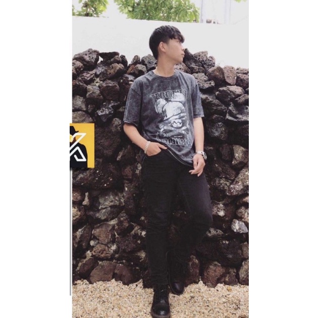 Áo thun tay lỡ loang màu họa tiết đầu lâu TERRI trẻ trung cá tính/ Áo cộc tay mặc quanh năm phom rộng unisex nam nữ | BigBuy360 - bigbuy360.vn