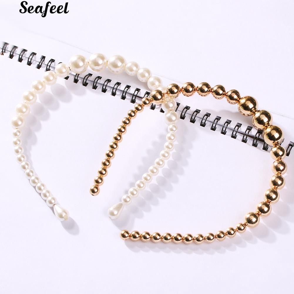 Băng đô cài tóc đính hạt ngọc trai giả cỡ 13x14.5cm thời trang cho nữ dự tiệc