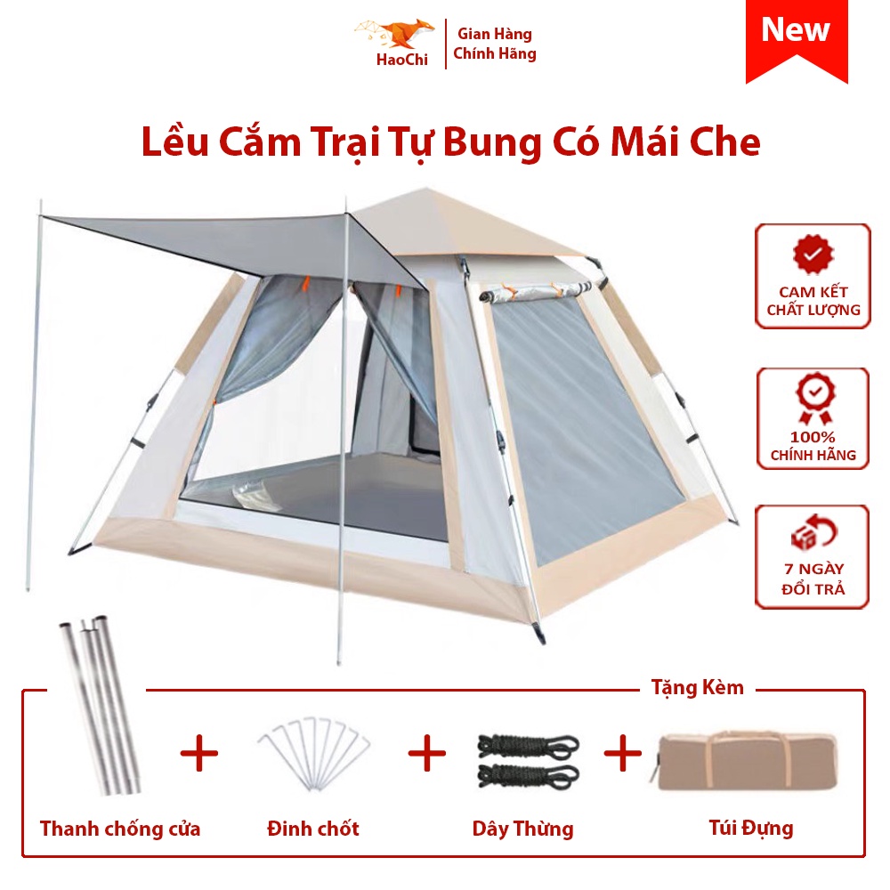 Lều cắm trại tự bung 2 lớp thông thoáng lớp thoáng mát chống nước cách nhiệt dành cho 2 - 4 người