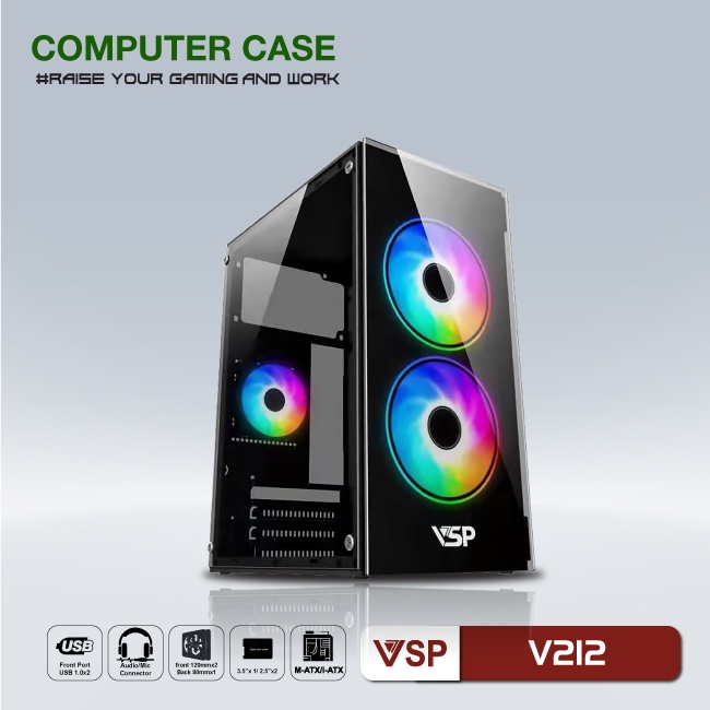 Case văn phòng - gaming VSP V212 (4 màu sắc)