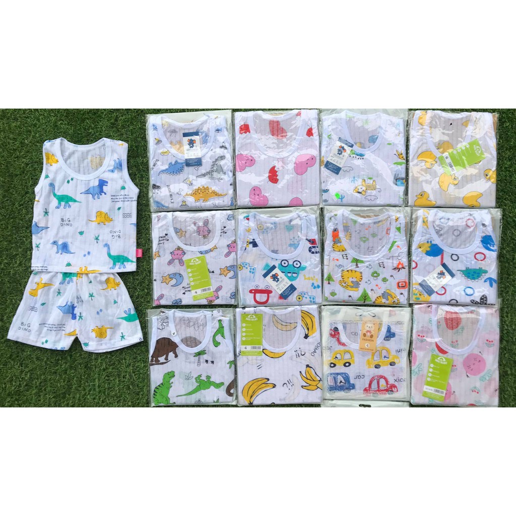 sét 5 Bộ ba lỗ cotton giấy cho bé 3-15kg