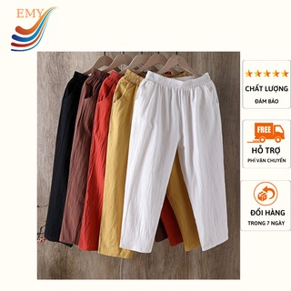 Quần baggy lửng chất đũi lụa