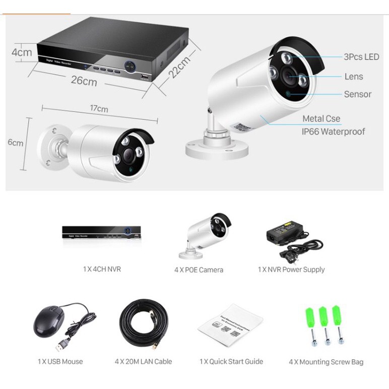 Trọn Bộ 4 Camera Full HD 1080 Và Đầu Ghi Dung Lượng 1TB