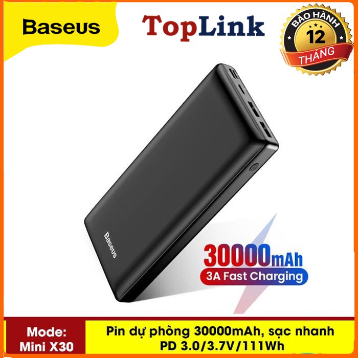 Pin Sạc Dự Phòng Baseus X30 - Q PD Fast Charge 30000 Mah Cho Smartphone/ Tablet/ Macboo