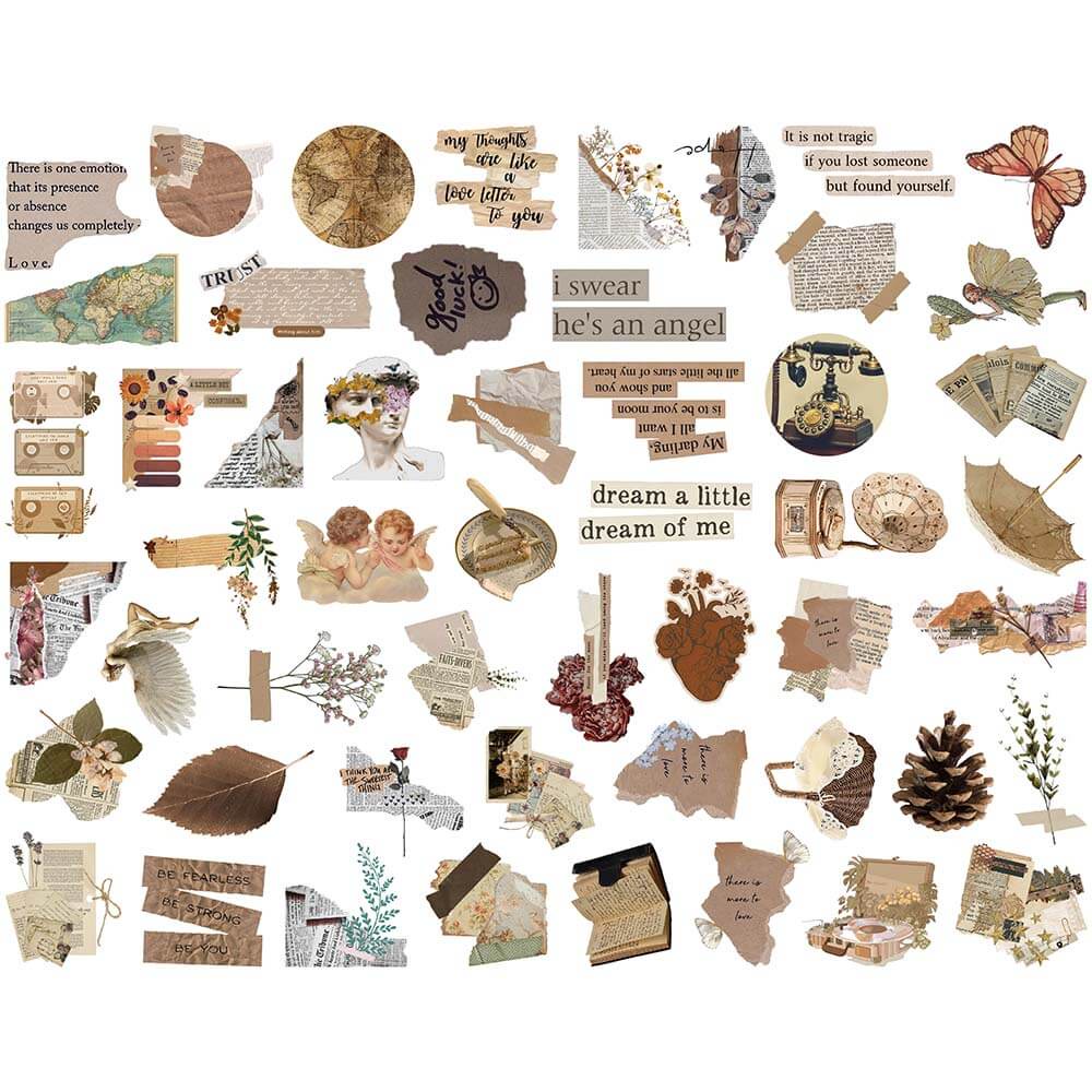 Bộ 52 Miếng Dán Vinyl PVC Chống Thấm Nước Dùng Trang Trí Vali / Laptop / Ván Trượt / Ván Trượt / Xe Đạp Phong Cách Vintage