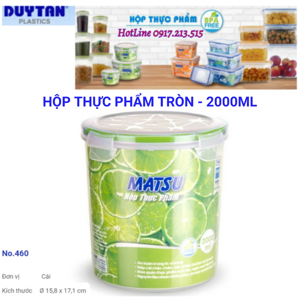 Hộp nhựa đựng thực phẩm tròn 2000ML DUY TÂN