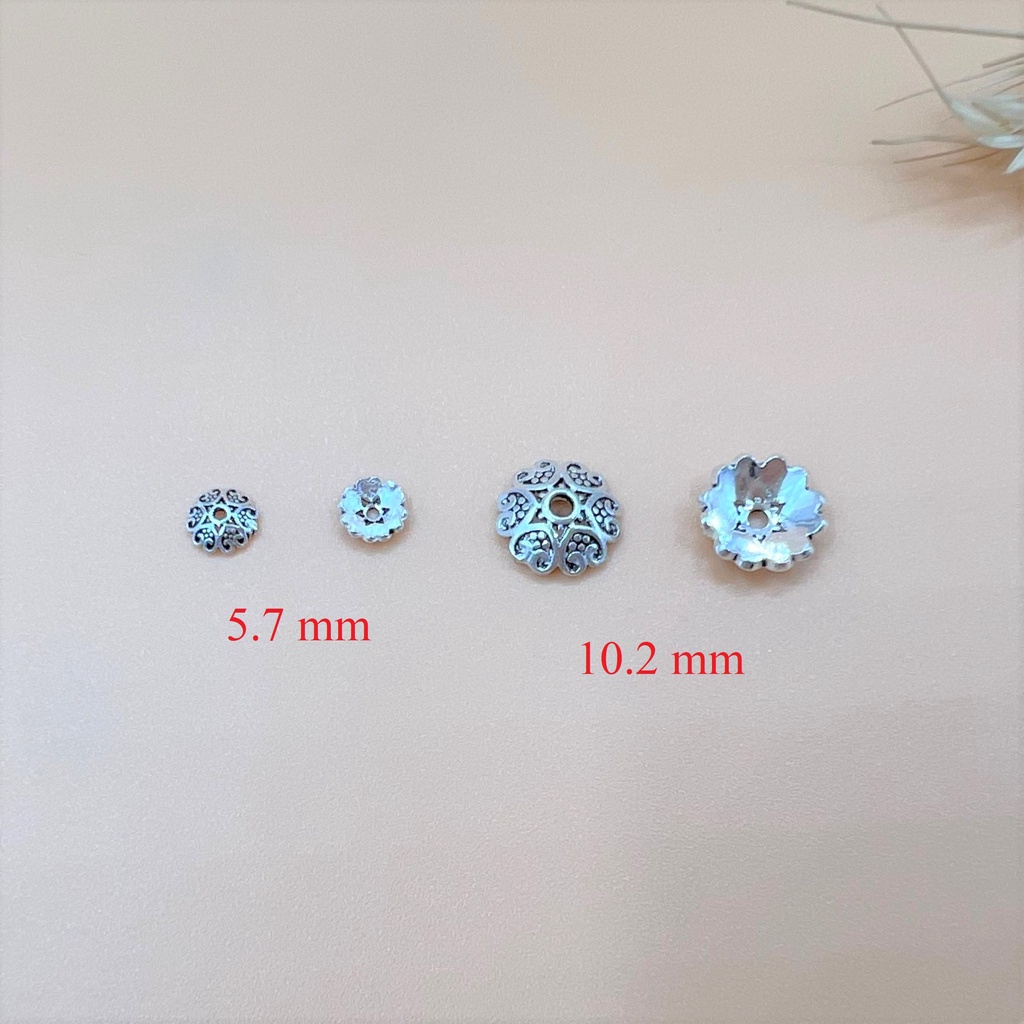 Charm ốp hạt bạc thái hình 6 trái tim - Charm Bạc 925 - Mã CA073